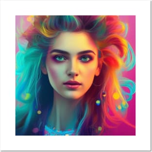 Colorful Bright 80s Girl Posters and Art